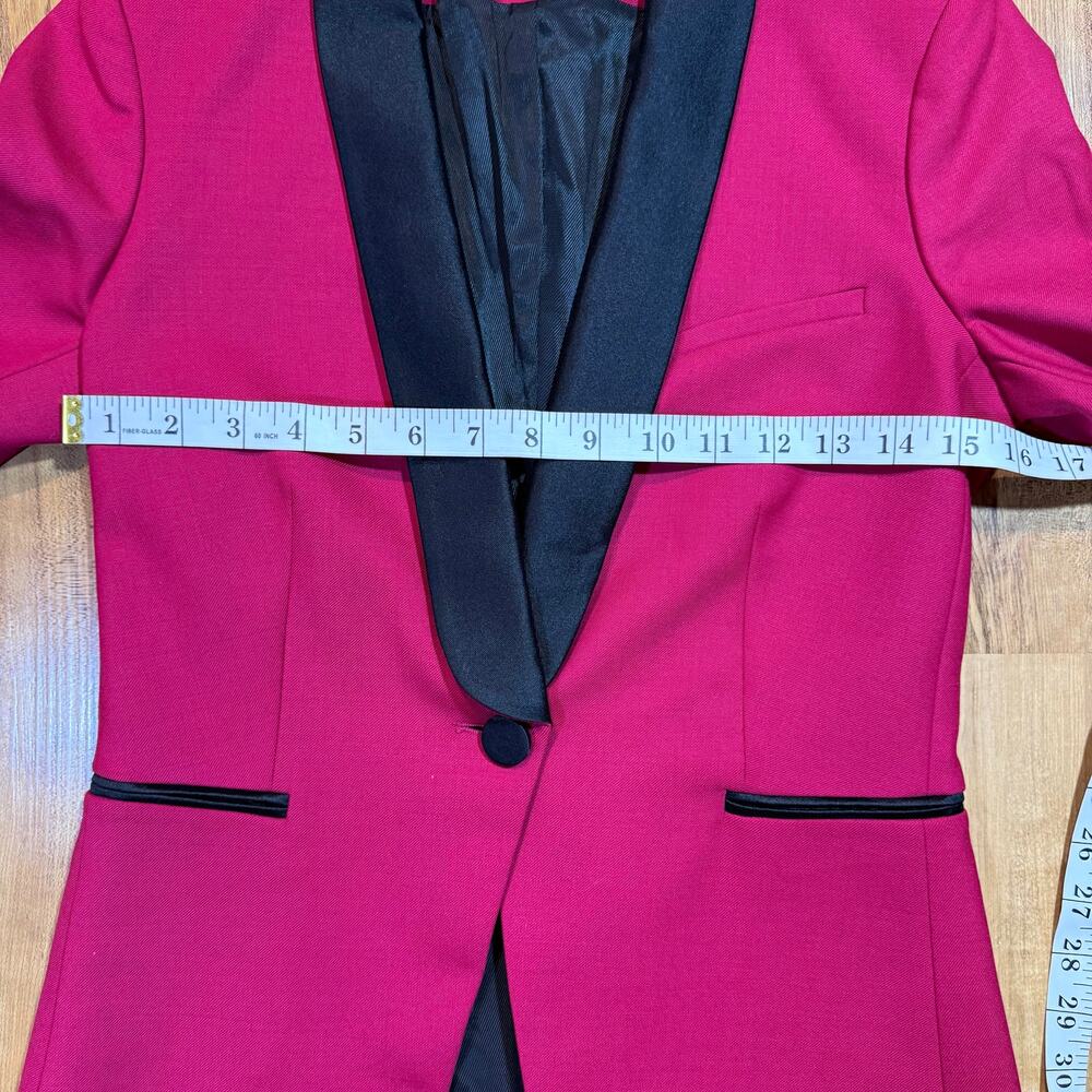 Veronica Beard Keaton Fuchsia Raspberry Single Button Tuxedo Shawl Lapel Jacket - Picture 5 of 8